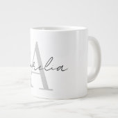 Stylish Custom Monogram Name Script Calligraph Jumbo-Tasse (Vorderseite Rechts)