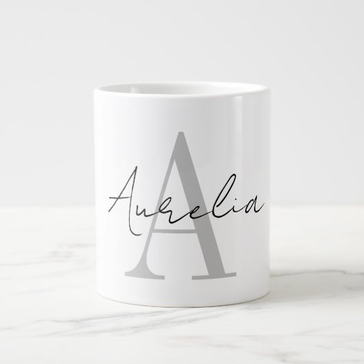 Stylish Custom Monogram Name Script Calligraph Jumbo-Tasse (Vorderseite)