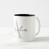 Stylish Custom Monogram Name Script Calligraph Zweifarbige Tasse (VorderseiteRechts)