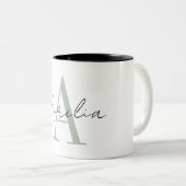 Stylish Custom Monogram Name Script Calligraphy Zweifarbige Tasse (VorderseiteRechts)