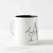 Stylish Custom Monogram Name Script Calligraphy Zweifarbige Tasse (Vorderseite Links)