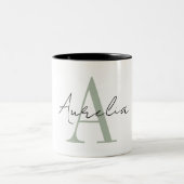 Stylish Custom Monogram Name Script Calligraphy Zweifarbige Tasse (Mittel)