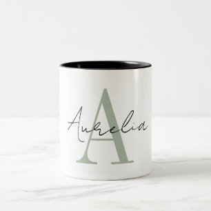 Stylish Custom Monogram Name Script Calligraphy Zweifarbige Tasse