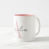 Stylish Custom Monogram Name Script Calligraphy Zweifarbige Tasse (VorderseiteRechts)