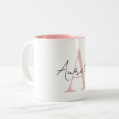 Stylish Custom Monogram Name Script Calligraphy Zweifarbige Tasse (Vorderseite Links)