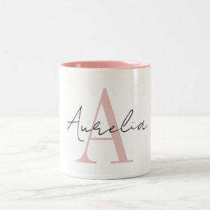 Stylish Custom Monogram Name Script Calligraphy Zweifarbige Tasse