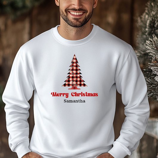 Stylish Custom Plaid Tree Christmas Sweatshirt