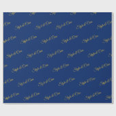 Stylish Custom Text Pattern Navy Blue Gift Geschenkpapier (Flach)