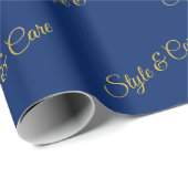 Stylish Custom Text Pattern Navy Blue Gift Geschenkpapier (Rolleneckpunkt)