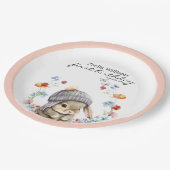 Stylish Cute Bunny Colorful Flower Party Plate Pappteller (Schrägansicht)