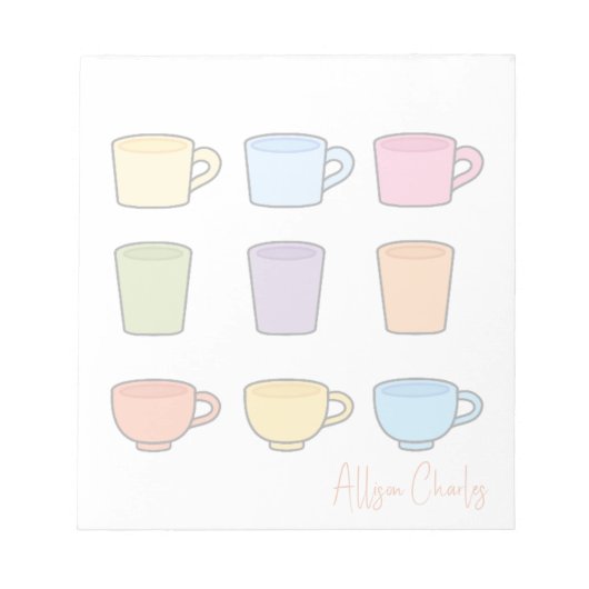 Stylish Cute Mugs Unique Trendy Simple Notizblock (Vorderseite)