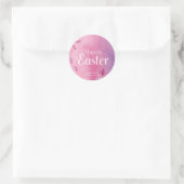 Stylish cute Purple pink Happy Easter Runder Aufkleber (Tasche)