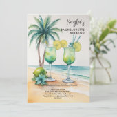 Stylish Cute tropical Margarita Cocktail Glasses  Einladung (Stehend Vorderseite)
