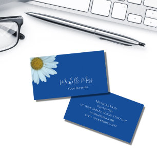 Stylish Daisy Botanical Blue Visitenkarte