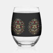 Stylish Damask Black Red Gold Pattern Weinglas Ohne Stiel (Links)
