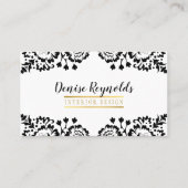 STYLISH DAMASK Schwarz-weißes Spitzengold Visitenkarte (Vorderseite)