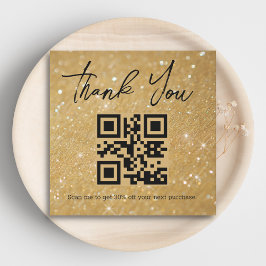 stylish danke Ihnen business qr code gold Glitzer Mitteilungskarte