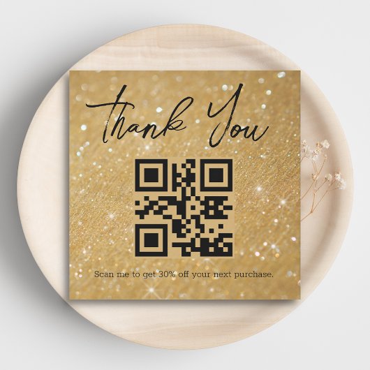 stylish danke Ihnen business qr code gold Glitzer Mitteilungskarte
