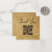 stylish danke Ihnen business qr code gold Glitzer Mitteilungskarte (Vorderseite/Rückseite Beispiel)