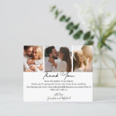 stylish danke Ihnen Hochzeit 3 Fotos Collage Card (Stehend Vorderseite)