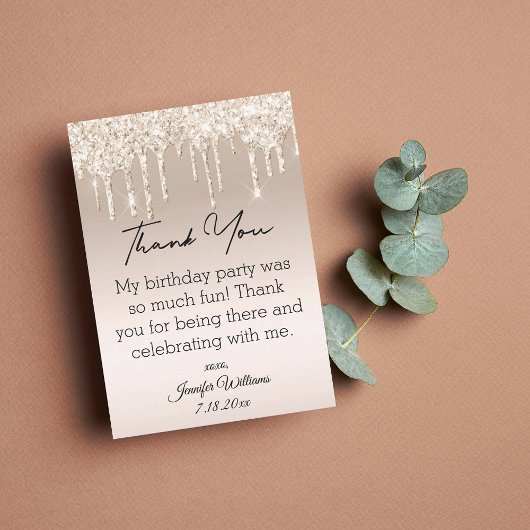 stylish danke Ihnen süße 16 goldtropfende Glitzer Mitteilungskarte