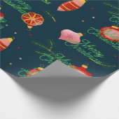 Stylish Dark Blue and Red Minimalist Gift Wrapping Geschenkpapier (Ecke)