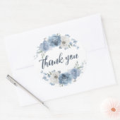 Stylish Dark Blue Ivory Floral Vielen Dank Runder Aufkleber (Umschlag)