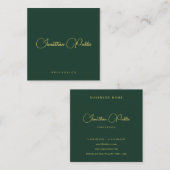 Stylish Dark Green Gold Text Typography Glossy Quadratische Visitenkarte (Vorne/Hinten)