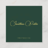 Stylish Dark Green Gold Text Typography Glossy Quadratische Visitenkarte (Vorderseite)