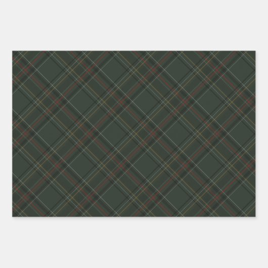 Stylish dark rich Christmas plaid holiday Geschenkpapier Set (Vorderseite 3)