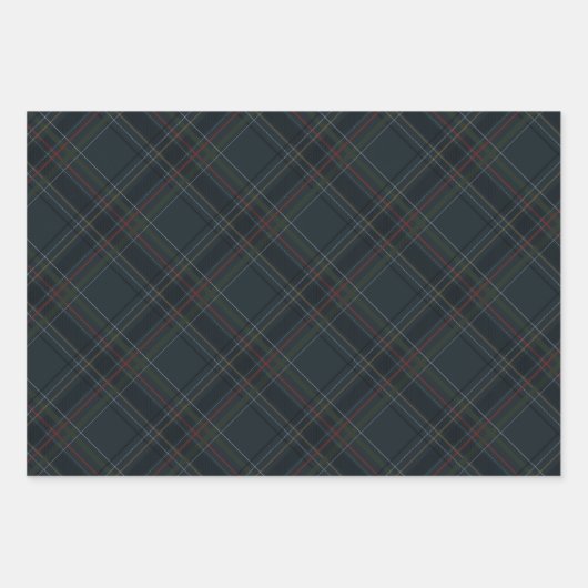 Stylish dark rich Christmas plaid holiday Geschenkpapier Set (Vorderseite)