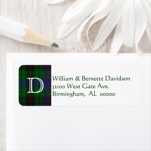 Stylish Davidson Kariert Monogram Custom Labels (Insitu)