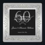 Stylish Decorative Silver 60th Wedding Anniversary Quadratische Wanduhr<br><div class="desc">Beautiful, glamorous trendy, modern, romantic and sophisticated feminine design for couple's 60th wedding anniversary party events. Elegant and glamorous fabulous sixtieth anniversary. With a beautiful fancy swirly and shiny decoration border frame in stunning silver colors with a black replica underneath to give a great contrast all printed on a glamorous...</div>
