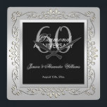 Stylish Decorative Silver 60th Wedding Anniversary Quadratische Wanduhr<br><div class="desc">Beautiful, glamorous trendy, modern, romantic and sophisticated feminine design for couple's 60th wedding anniversary party events. Elegant and glamorous fabulous sixtieth anniversary. With a beautiful fancy swirly and shiny decoration border frame in stunning silver colors with a black replica underneath to give a great contrast all printed on a glamorous...</div>