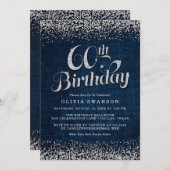 Stylish Denim & Diamonds 60. Geburtstagsparty Einladung (Vorne/Hinten)