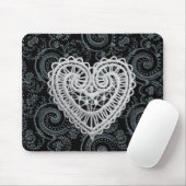 "Stylish Designs" Crochet Heart/Blk/Gray Mousepad (Mit Mouse)