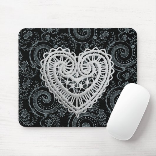 "Stylish Designs" Crochet Heart/Blk/Gray Mousepad (Mit Mouse)
