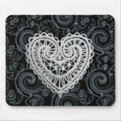 "Stylish Designs" Crochet Heart/Blk/Gray Mousepad (Vorne)
