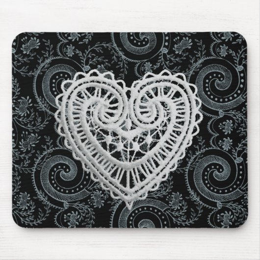 "Stylish Designs" Crochet Heart/Blk/Gray Mousepad (Vorne)