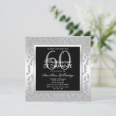 Stylish Diamonds Silver 60th Wedding Anniversary Einladung (Stehend Vorderseite)