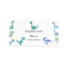 Stylish Dinosaur Baby Shower White Adressaufkleber