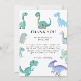 Stylish Dinosaur Baby Shower White Dankeskarte