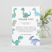 Stylish Dinosaur Baby Shower White Dankeskarte (Stehend Vorderseite)
