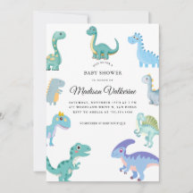 Stylish Dinosaur Baby Shower White