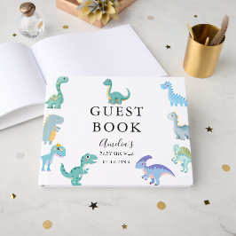 Stylish Dinosaur Baby Shower White Gästebuch