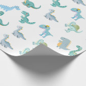 Stylish Dinosaur Baby Shower White Geschenkpapier (Ecke)