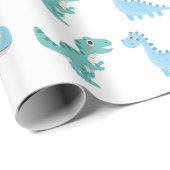 Stylish Dinosaur Baby Shower White Geschenkpapier (Rolleneckpunkt)