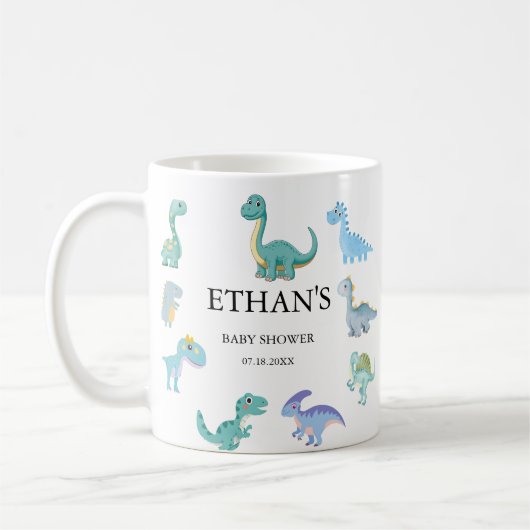 Stylish Dinosaur Baby Shower White Kaffeetasse (Links)