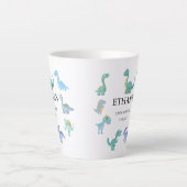 Stylish Dinosaur Baby Shower White Milchtasse (Vorderseite)
