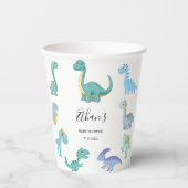 Stylish Dinosaur Baby Shower White Pappbecher (Vorderseite)